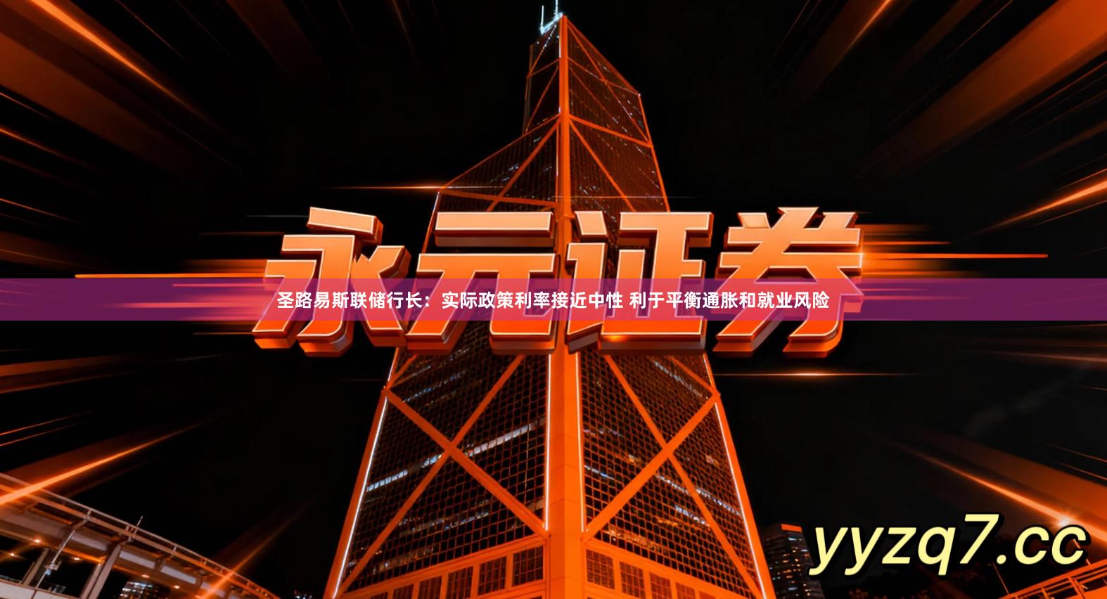 圣路易斯联储行长：实际政策利率接近中性 利于平衡通胀和就业风险